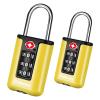 BRILLIRARE 2 Pack TSA Approved Luggage Locks, Combination Travel Padlock, 3-Digit Waterproof Lock, TSA Outdoor Keyless Resettable Lock for Lockers, Bags, Backpack, Gym, Gate-Yellow view 1