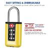 BRILLIRARE 2 Pack TSA Approved Luggage Locks, Combination Travel Padlock, 3-Digit Waterproof Lock, TSA Outdoor Keyless Resettable Lock for Lockers, Bags, Backpack, Gym, Gate-Yellow view 3