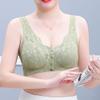 2PCS Comfortable & Convenient Front Button Bra, Front Closure Wirefree Lace Bra for Women, Ultra Light Softer Bra (01,XL) view 2