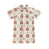 Toddler Boys Swimsuit Infant Sun Protection Rash Guard Wetsuit Zipper One Piece Short Sleeve Beach Bathing Suits (J Khaki Tree, 6-12 Months) view 1