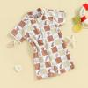 Toddler Boys Swimsuit Infant Sun Protection Rash Guard Wetsuit Zipper One Piece Short Sleeve Beach Bathing Suits (J Khaki Tree, 6-12 Months) view 2