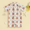 Toddler Boys Swimsuit Infant Sun Protection Rash Guard Wetsuit Zipper One Piece Short Sleeve Beach Bathing Suits (J Khaki Tree, 6-12 Months) view 3