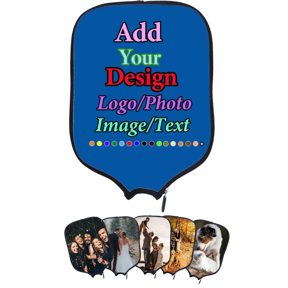 Custom Pickleballs Paddle Protection Personalized Pickle Balls Racquet Cover, Design with Photo Logo Text, Fits Most Rackets, Great Gifts to Family or Friend, 8.5"x11.5", Cerulean