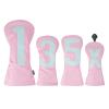 Andux 4Pack/Set PU Large Number Golf 460cc Driver Fairway Woods Hybrids Club Head Covers Pink view 1