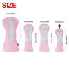 Andux 4Pack/Set PU Large Number Golf 460cc Driver Fairway Woods Hybrids Club Head Covers Pink view 2