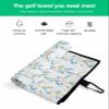 IDOWMAT Art Deco Golf Towel 16"x24" Microfiber Glof Towels for Golf Bag, Waffle Pattern Golf Club Cleaning Towel with Carabiner Clip Golf Gift for Women & Men, Simple Leaves Lines White view 2