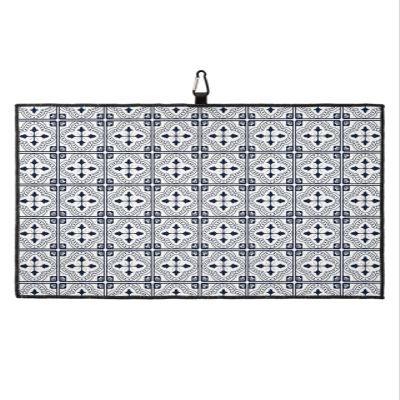 Ine Golf Towel 16"x24" Microfiber Glof Towels for Golf Bag, Waffle Pattern Golf Club Cleaning Towel with Carabiner Clip Golf Gift for Women & Men, Abstract Artistic Geometric Leaves Texture Black