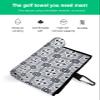 Ine Golf Towel 16"x24" Microfiber Glof Towels for Golf Bag, Waffle Pattern Golf Club Cleaning Towel with Carabiner Clip Golf Gift for Women & Men, Abstract Artistic Geometric Leaves Texture Black view 2