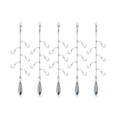 Fishing Hooks 10 Sets of T-Shaped Skewer Fishing Set Fly Line Set Mouth Shrimp Pike Luya Sequined Fish Skin White Striped Perch Fishing Tool Kit Fishing Supplies (Color : 20g Lead Sinker, Size : 6)