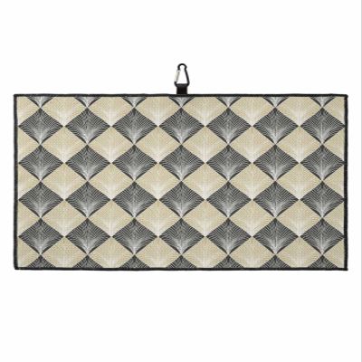 IDOWMAT Abstract Golf Towel 16"x24" Microfiber Glof Towels for Golf Bag, Waffle Pattern Golf Club Cleaning Towel with Carabiner Clip Golf Gift for Women & Men, Abstract Modern Geometic Floral Beige