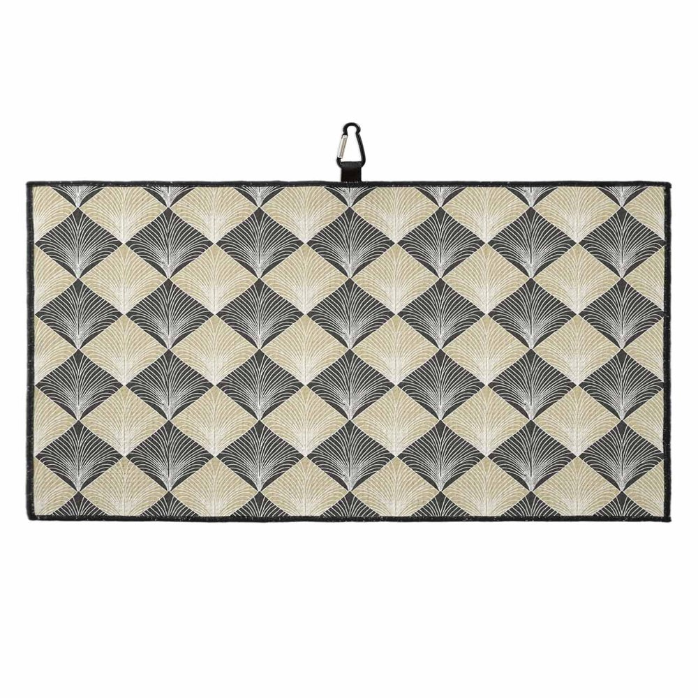 IDOWMAT Abstract Golf Towel 16"x24" Microfiber Glof Towels for Golf Bag, Waffle Pattern Golf Club Cleaning Towel with Carabiner Clip Golf Gift for Women & Men, Abstract Modern Geometic Floral Beige
