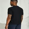 PJ PAUL JONES Mens Polo Shirts Textured Knit Golf Shirts Collared V Neck Polo Shirts Black view 4