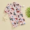 Toddler Boys Swimsuit Infant Sun Protection Rash Guard Wetsuit Zipper One Piece Short Sleeve Beach Bathing Suits (H Brown Whale, 6-12 Months) view 2