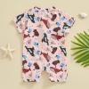 Toddler Boys Swimsuit Infant Sun Protection Rash Guard Wetsuit Zipper One Piece Short Sleeve Beach Bathing Suits (H Brown Whale, 6-12 Months) view 3