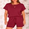 PRETTYGARDEN Two Piece Sets For Women Summer Outfits 2026 Loungewear Fashion Knitted Vacation Matching Set Clothes Tracksuit (Wine Red,XL) view 2