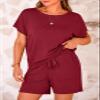 PRETTYGARDEN Two Piece Sets For Women Summer Outfits 2026 Loungewear Fashion Knitted Vacation Matching Set Clothes Tracksuit (Wine Red,XL) view 4