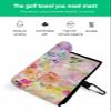 IDOWMAT Flower Golf Towel 16"x24" Microfiber Glof Towels for Golf Bag, Waffle Pattern Golf Club Cleaning Towel with Carabiner Clip Golf Gift for Women & Men, Spring Oil Painting Flowers Daisy view 2
