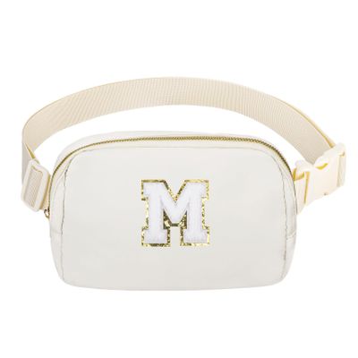 Birthday Gifts Personalized Graduation Gifts for 4 5 6 7 8 9 10 11 12 13 14 Year old Girls Teen Sister Kid Initial Letter Fanny Pack Trendy Stuff White Letter M