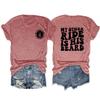 My Other Ride is His Beard Shirt Womens Funny Wife Graphic Tees Vintage Front & Back Letter Print Summer Tops Pink view 1