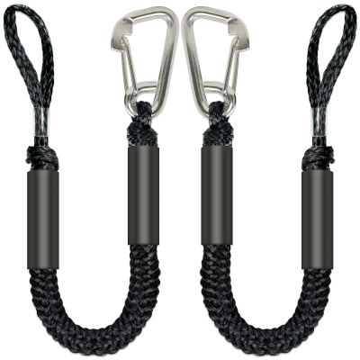 4FT Anchor Bungee Line Bigger 316 Stainless Clip Boat Bungee Dock Lines 2PCS (Black, 4Feet)