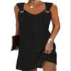 Akivide Women Summer Boho Sleeveless Loose Midi Dress Casual V Neck Solid Plus Size Jacquard Beach Vacation Flowy Tank Sun Dress view 1