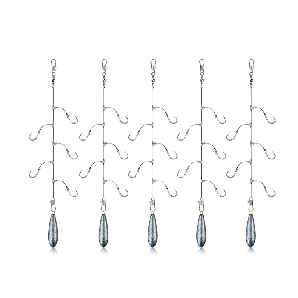 Fishing Hooks 10 Sets of T-Shaped Skewer Fishing Set Fly Line Set Mouth Shrimp Pike Luya Sequined Fish Skin White Striped Perch Fishing Tool Kit Fishing Supplies (Color : 20g Lead Sinker, Size : 3)