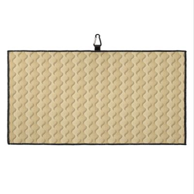 Colorful Gradient Golf Towel 16"x24" Microfiber Glof Towels for Golf Bag, Waffle Pattern Golf Club Cleaning Towel with Carabiner Clip Golf Gift for Women & Men, Gradient Geometric Retro Ripple Beige