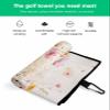 IDOWMAT Botanical Golf Towel 16"x24" Microfiber Glof Towels for Golf Bag, Waffle Pattern Golf Club Cleaning Towel with Carabiner Clip Golf Gift for Women & Men, Watercolor Flowers Leaves Plants Beige view 2