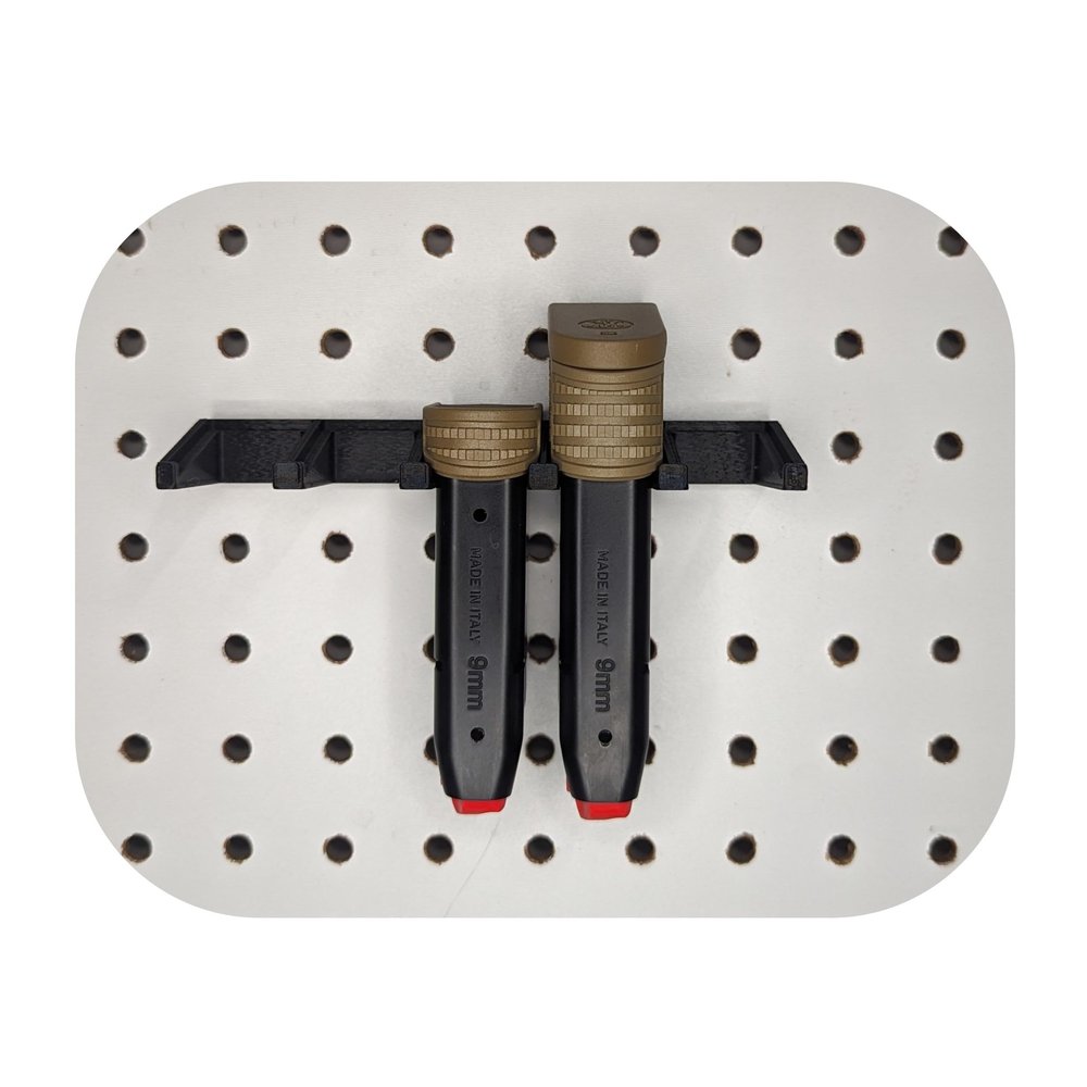 Hammy3DPrints Mount for FN Reflex 9mm Mags - Pegboard/Metal Pegboard/Skadis/etc. | Magazine Holder Storage Rack (Secure Wall)