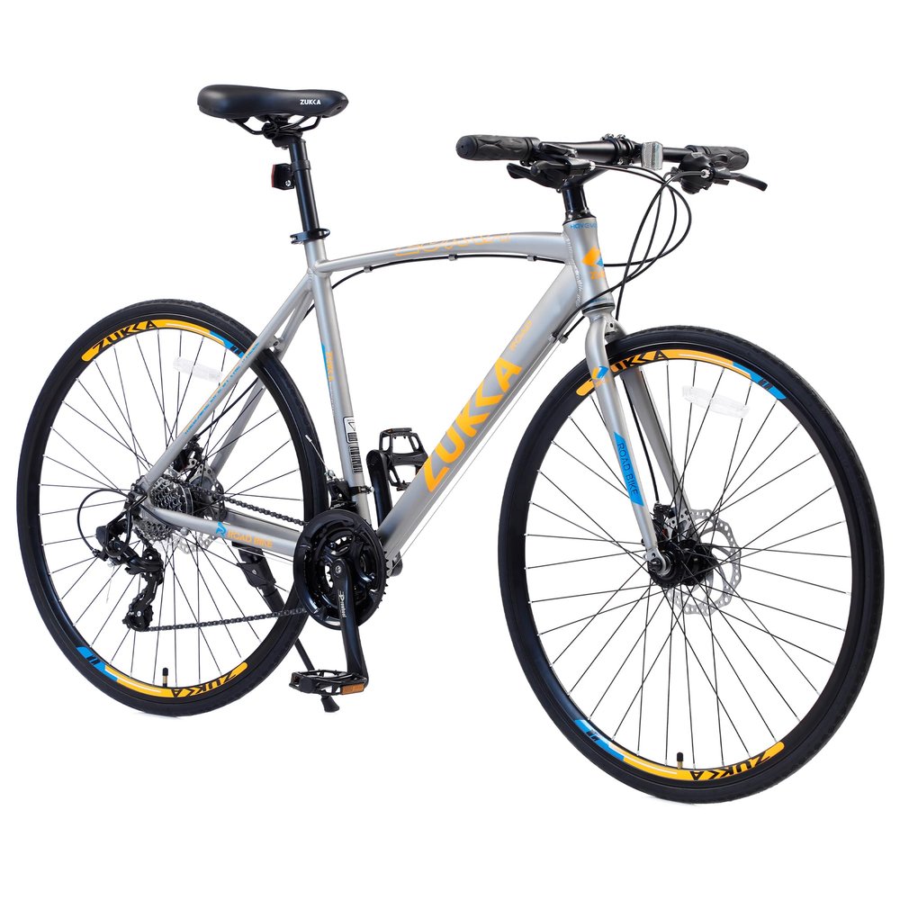 ECARPATEYE 700C Road Bike for Adult,24-Speed Unisex Hybrid Road Bicycle, Alloy Frame/Dual-Disc Brakes/Multiple Colors (Silver)