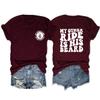 My Other Ride is His Beard Shirt Womens Funny Wife Graphic Tees Vintage Front & Back Letter Print Summer Tops Wine Red view 1