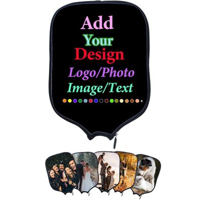 Custom Pickle Ball Rackets Cover Personalized Design with Picture Text Logo Racquet Cover Holder Sleeve Case Protection, Fits Most Paddles, 8.5 x 11.5 in, Black