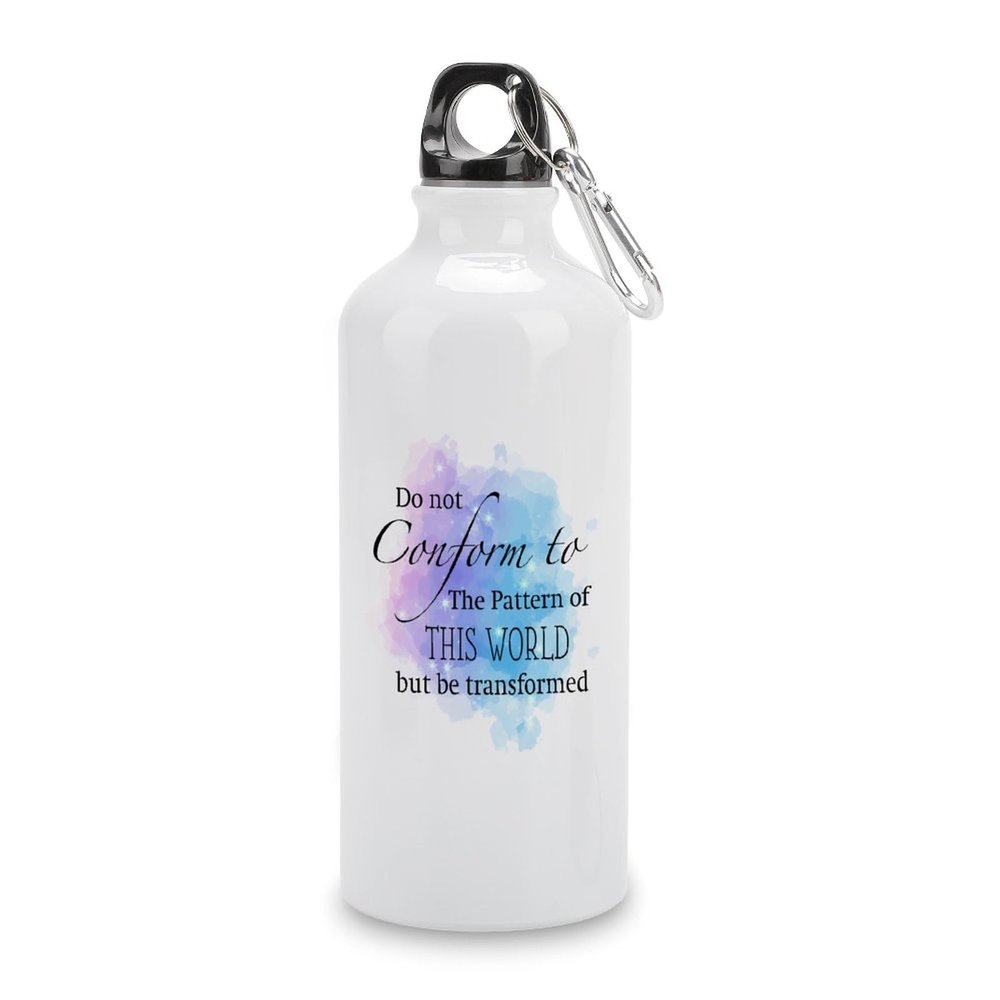 20oz Bible Verses Scripture Quotes Aluminum Water Bottle with Hanging Buckle Team Water Bottles for Climbing Adventure Fishing, Sport Mon Gifts, Keep Drinks Hot & Cold, White
