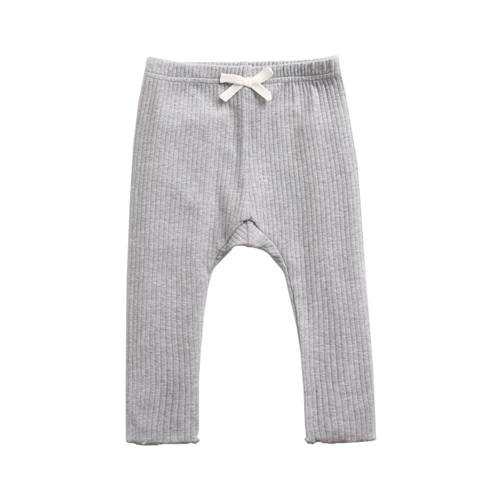 DINGDONG'S CLOSET Infant Baby Toddler Bowknot Leggings Solid Ribbed Pants Toddler Bottoms(Grey, 18-24M)