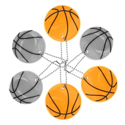 WHAMVOX 6pcs Reflective Basketball Pendant Keychain for Bag Cute Reflective Charms Reflectors for Backpacks Strollers and Handbags for Basketball