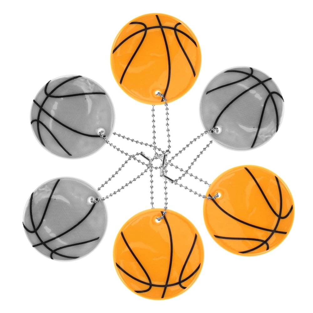 WHAMVOX 6pcs Reflective Basketball Pendant Keychain for Bag Cute Reflective Charms Reflectors for Backpacks Strollers and Handbags for Basketball