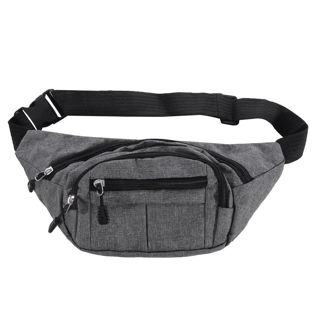 DAMAJI Fanny Packs for Men Women, Multi-Pockets Large Capacity Waterproof Casual Bum Bag for Traveling Casual Cycling Running Hiking (Gray)