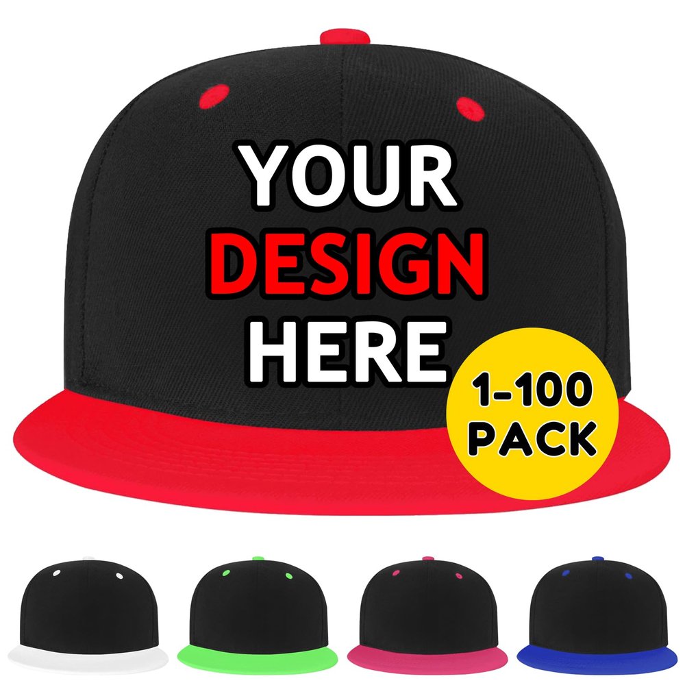 NineFit Basics Custom Hats Design Your Own Personalized Snapback Hat for Men Women Customized Hats Hip Hop Hats Trucker Hats Add Logo Text Photo, Black-06