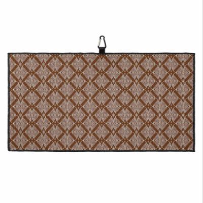 Abstract Golf Towel 16"x24" Microfiber Glof Towels for Golf Bag, Waffle Pattern Golf Club Cleaning Towel with Carabiner Clip Golf Gift for Women & Men, Abstract Mural Simple Geometic Pattern Brown