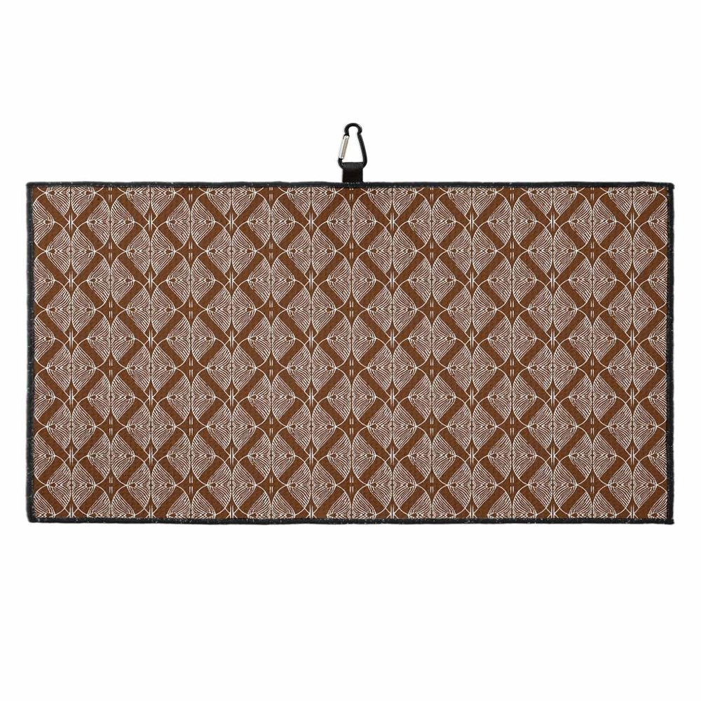 Abstract Golf Towel 16"x24" Microfiber Glof Towels for Golf Bag, Waffle Pattern Golf Club Cleaning Towel with Carabiner Clip Golf Gift for Women & Men, Abstract Mural Simple Geometic Pattern Brown