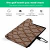 Abstract Golf Towel 16"x24" Microfiber Glof Towels for Golf Bag, Waffle Pattern Golf Club Cleaning Towel with Carabiner Clip Golf Gift for Women & Men, Abstract Mural Simple Geometic Pattern Brown view 2
