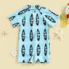 Toddler Boys Swimsuit Infant Sun Protection Rash Guard Wetsuit Zipper One Piece Short Sleeve Beach Bathing Suits (J Blue Tree, 0-3 Months) view 2