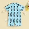 Toddler Boys Swimsuit Infant Sun Protection Rash Guard Wetsuit Zipper One Piece Short Sleeve Beach Bathing Suits (J Blue Tree, 0-3 Months) view 3