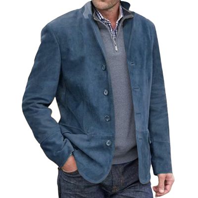 DGHM-JLMY Men's Vintage Business Blazer Jacket Casual Corduroy Notched Lapel Sport Coat Long Sleeve Single Breasted Blazer (Blue,Small)