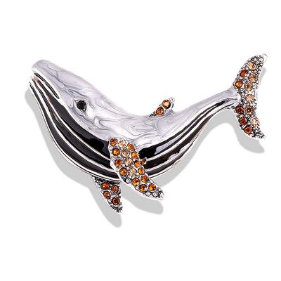 WCB1FPu Brooch Ladies Brooch Craft Brooch Whale Brooch Crystal Collar Animal Brooch (A)