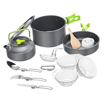 BESPORTBLE 1set Portable Cutlery for Simple Camping Cooking Non-Stick Cookware Kit Anodized Food-Grade Materials for People for Outdoor BBQ Picnic Travel