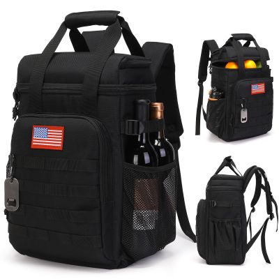 Tactical Backpack Cooler,Lunch Backpacks for Men Work with HandleSoft Cooler Backpack Insulated Waterproof Leak ProofHeavy Ice Chest Backpacks for Hiking Camping (Black)