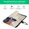 IDOWMAT Animals Golf Towel 16"x24" Microfiber Glof Towels for Golf Bag, Waffle Pattern Golf Club Cleaning Towel with Carabiner Clip Golf Gift for Women & Men, Watercolor Pet Dog Flowers Beige view 2