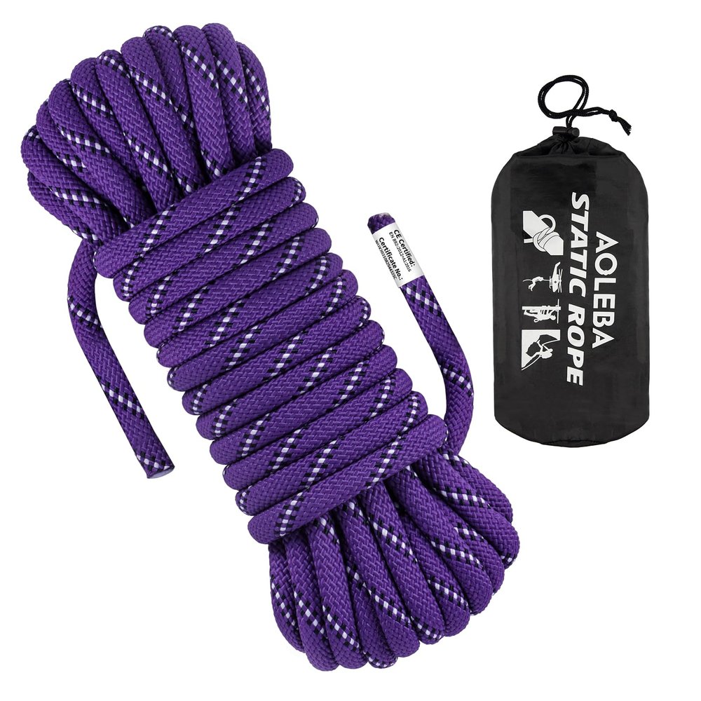 AOLEBA 10.5 mm Static Climbing Rope 10M(32ft) 20M(64ft) 30M(96ft) 50M(160ft) 70M(230ft) Outdoor Rock Climbing Ropes, Escape Rope Ice Climbing Equipment Fire Rescue Parachute Rope