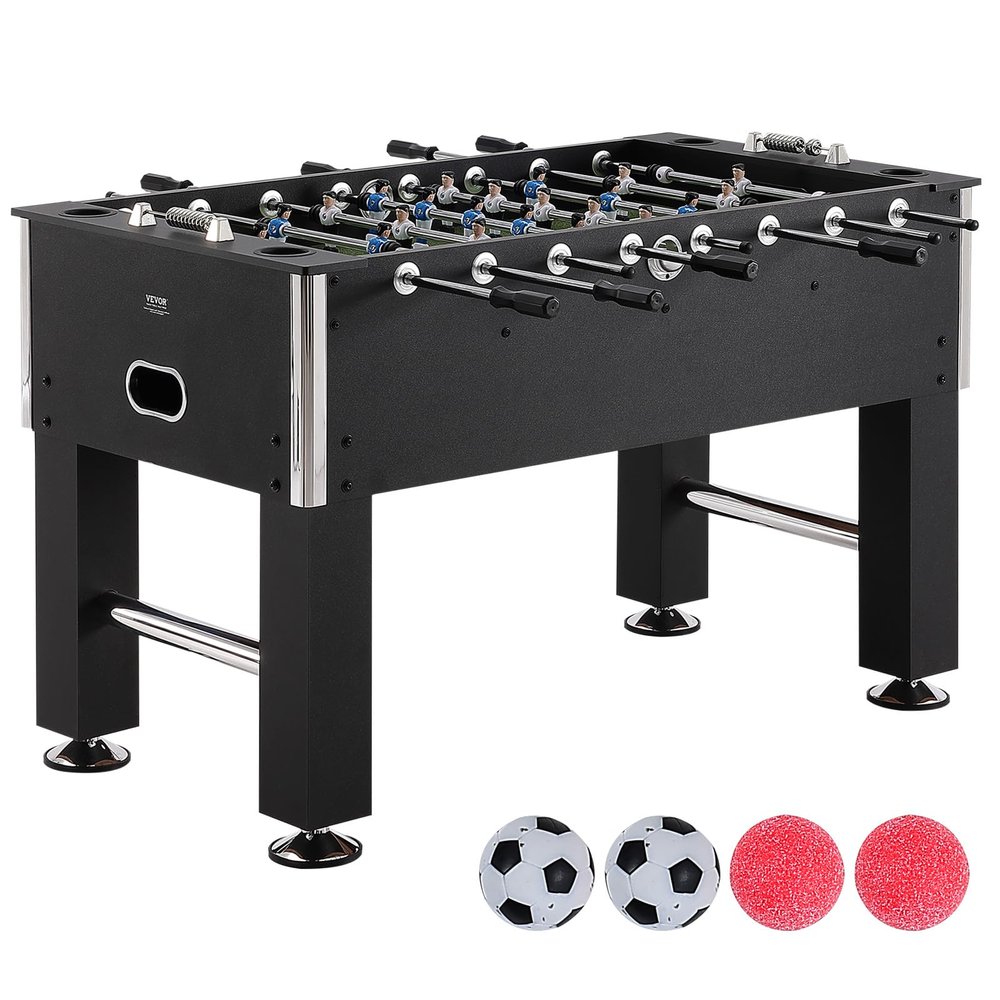 VEVOR Foosball Table, 55 inch Standard Size Foosball Table, Indoor Full Size Foosball Table for Home, Family, and Game Room, Soccer with Foosball Table Set, Includes 4 Balls and 4 Cup Holders, black